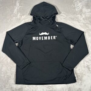 UNRL Movember Hoodie Mens XL Black Performance Stretch Pullover Kangaroo Pocket